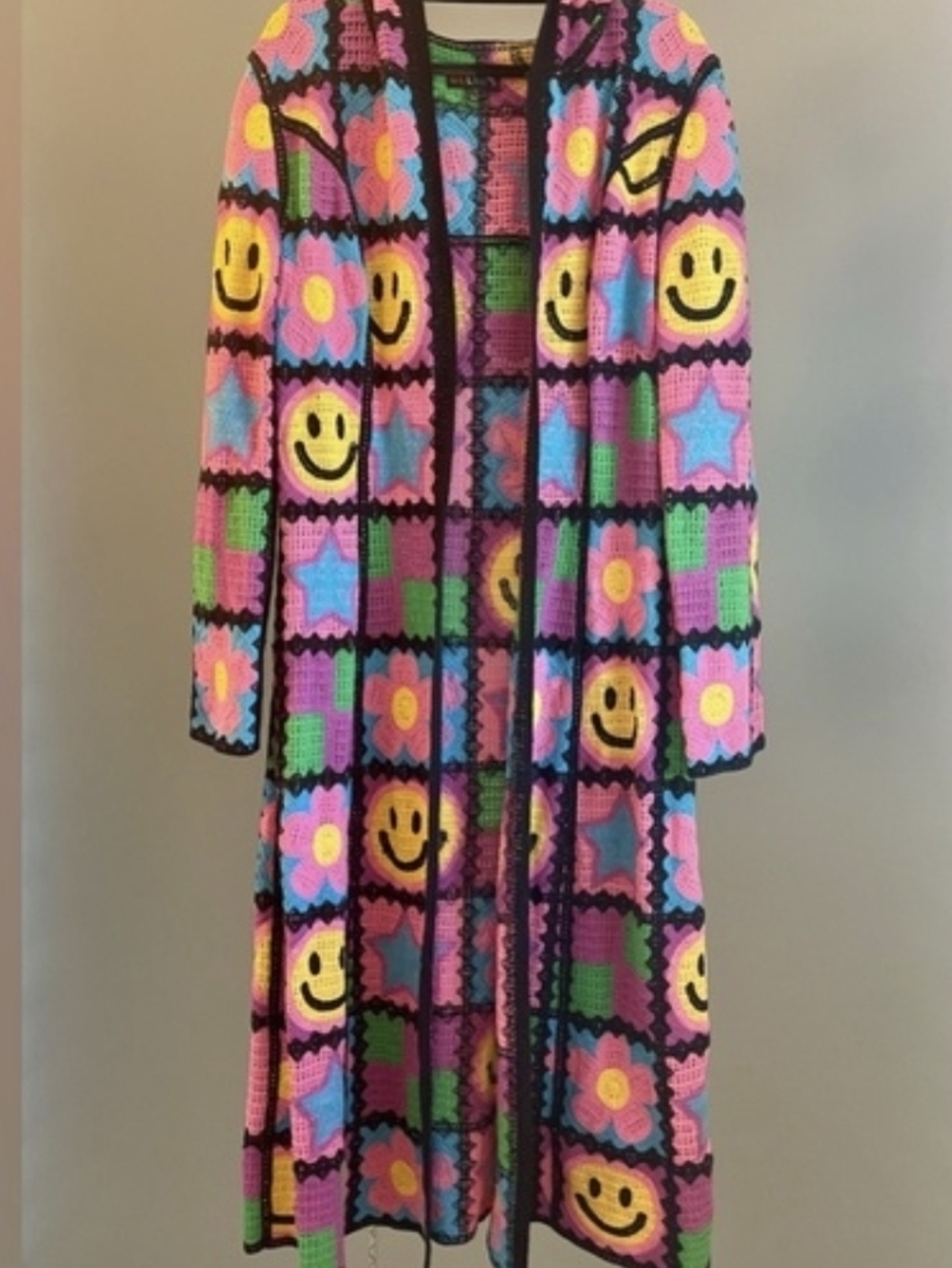 Delias Crochet Smile & Flower Long Coat